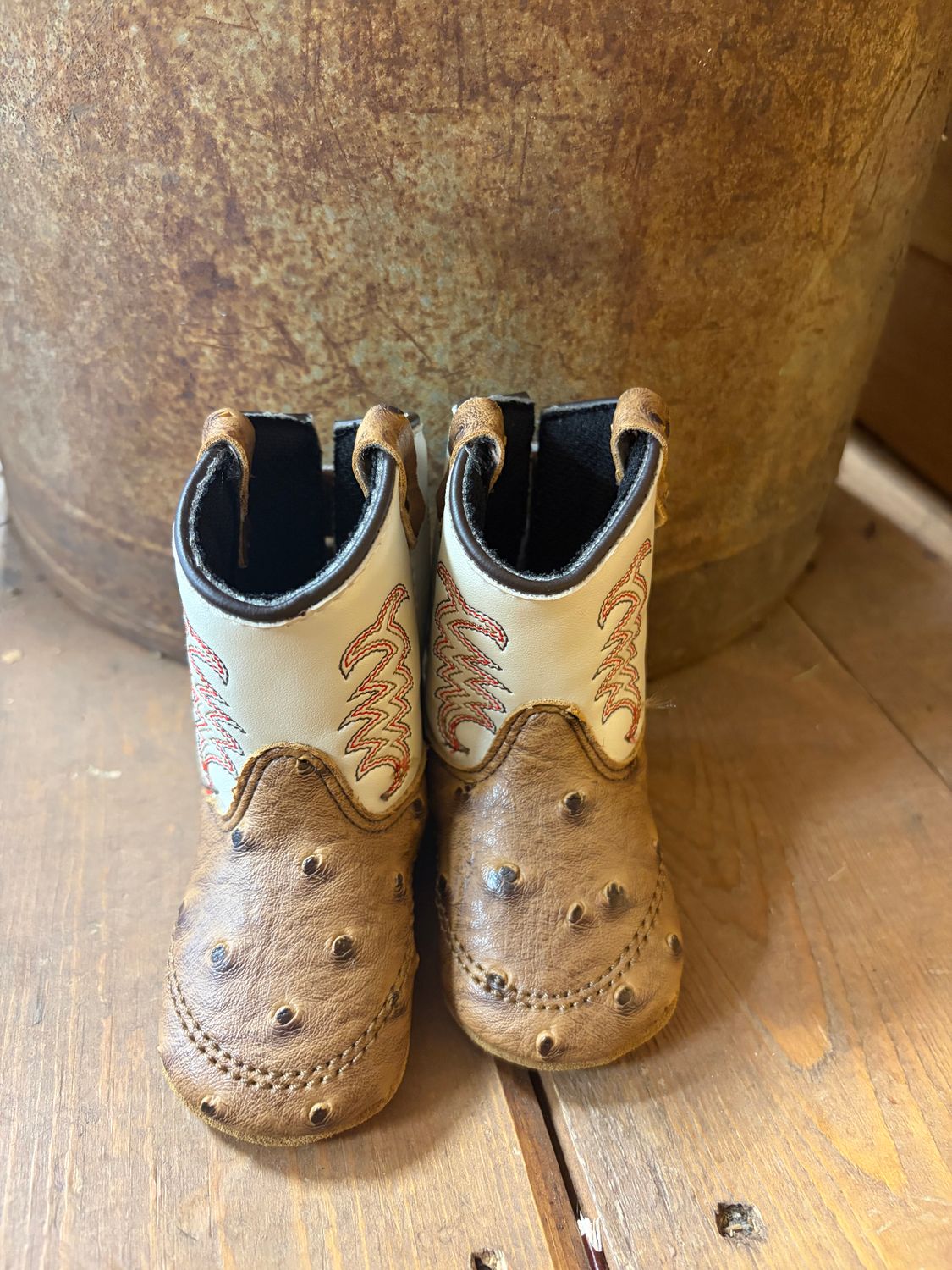 Old West Poppets Infant Cowboy Boots-Br. /Cream