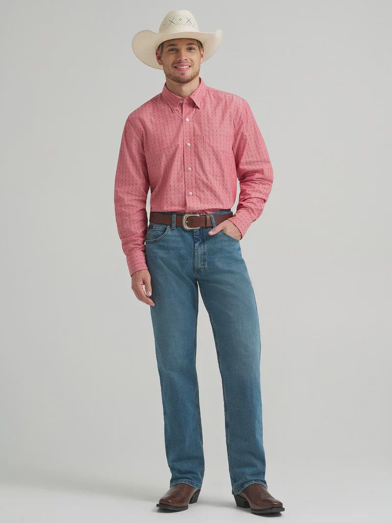 Wrangler® X Cody Johnson Long Sleeve Shirt - Classic Fit - Buttons - Red