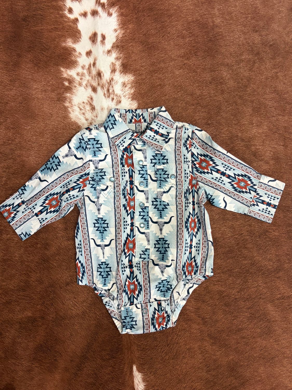 Wrangler® Baby Boy Long Sleeve Bodysuit - Brown Multi