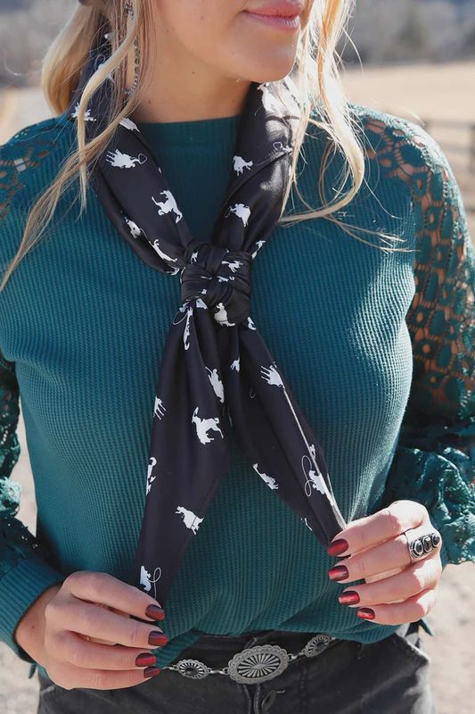 Cruel Denim Black Horse Print Wild Rag