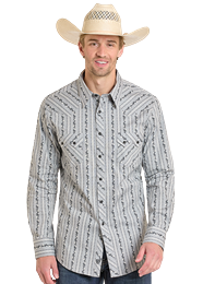 ROCK &amp; ROLL WALLPAPER PRINTED SNAP SHIRT