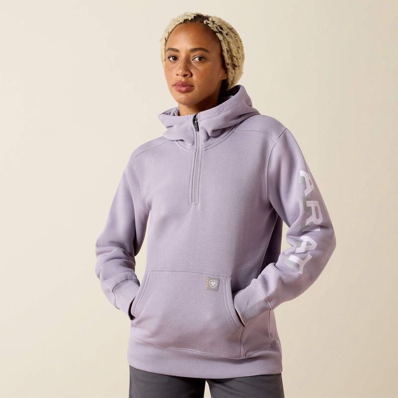 Women's Ariat Rebar Lightweight Logo 1/2 Zip Hoodie