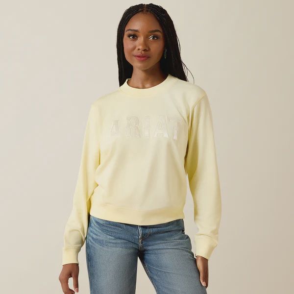 Ariat Women's Yellow Logo Crew Pullover Sweatshirt
