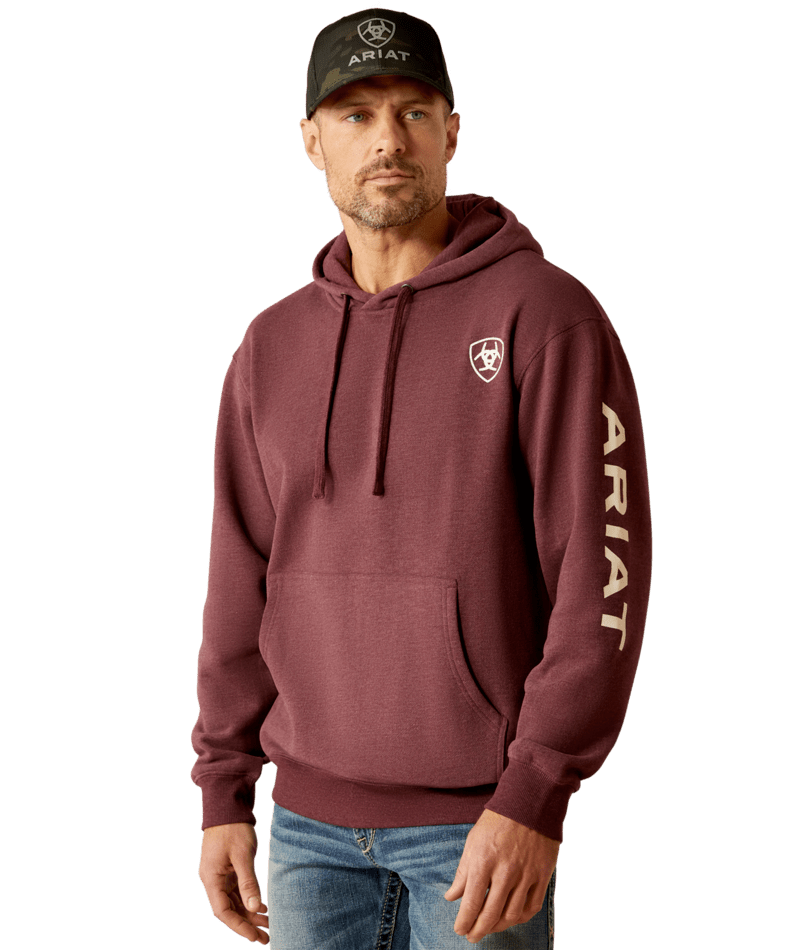 Ariat Mens Logo Hoodie- Malbec Heather