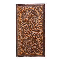 Nocona Mens Rodeo Style Wallet Floral Embossed Brown