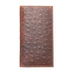 Nocona Mens Rodeo Style Wallet Ostrich Leather Brown