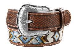 Nocona Boys Belt 1 1/4" Southwestern Embroidered Blue