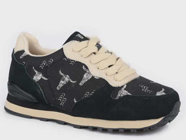Womens Roper Black Cow Suede And Printed Canvas