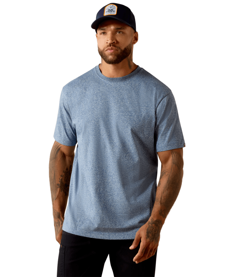 Ariat Mens Rebar Cotton Strong Standard T-Shirt- Baleen Blue Heather