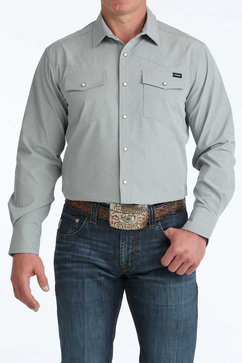 Cinch Men's Long Sleeve Camp Shirt - Grey
