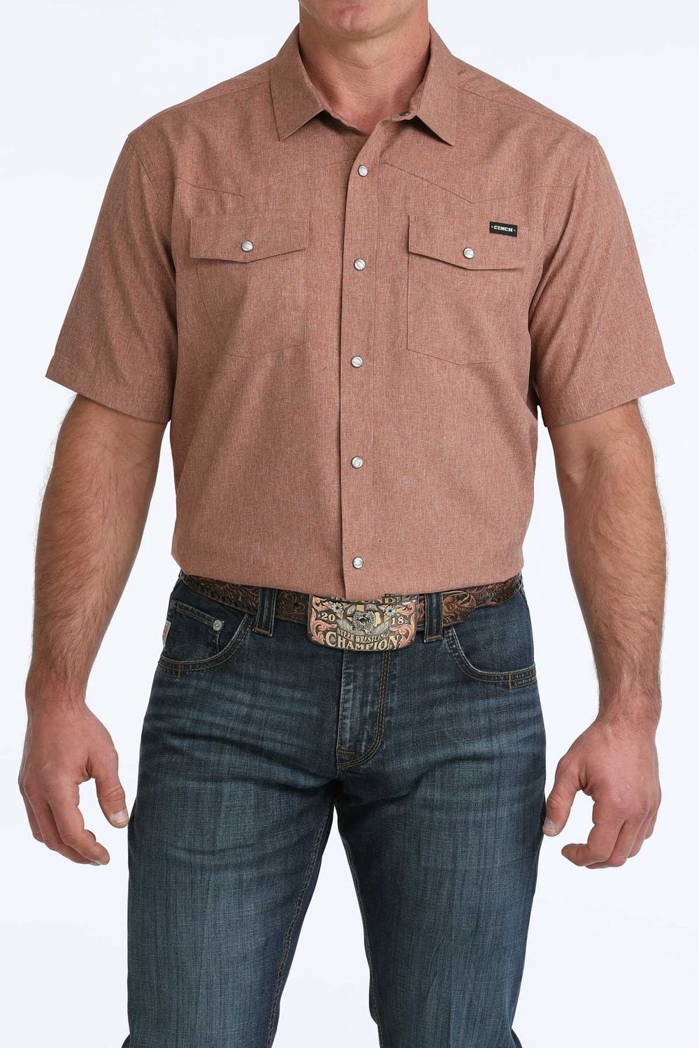 Cinch Men's Short Sleeve Camp Shirt - Brown