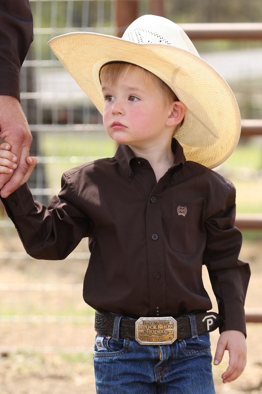 Cinch Toddler Long Sleeve Button Up - Chocolate Brown