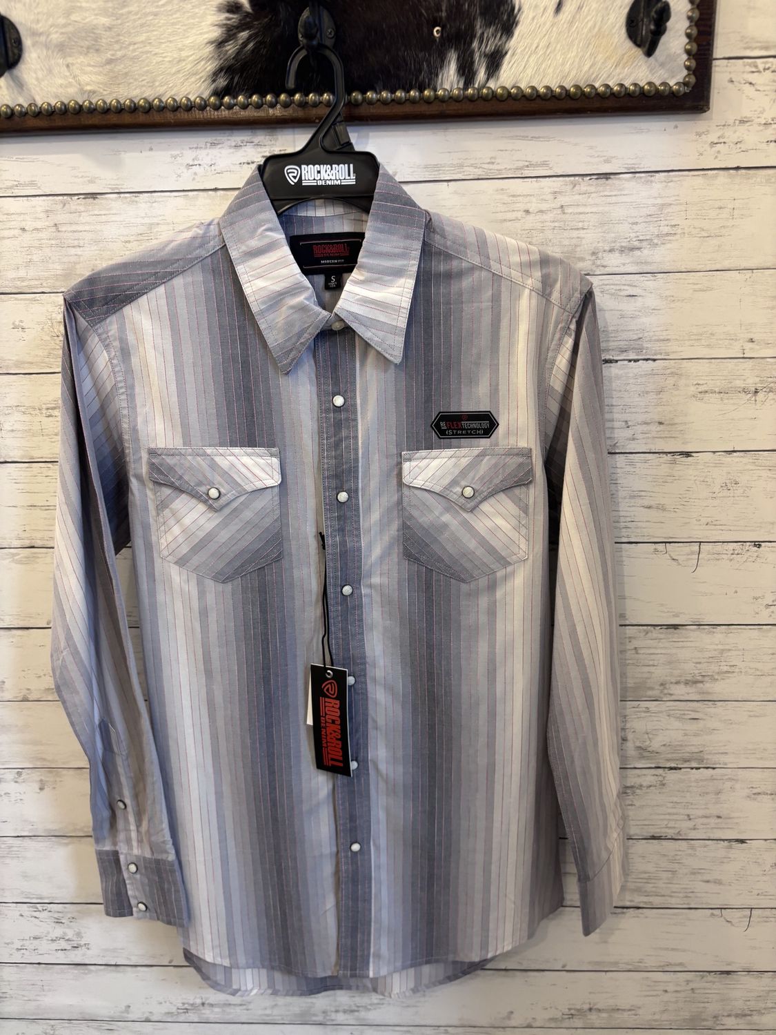 ROCK &amp; ROLL VARIEGATED STRIPE SNAP S/S SHIRT
