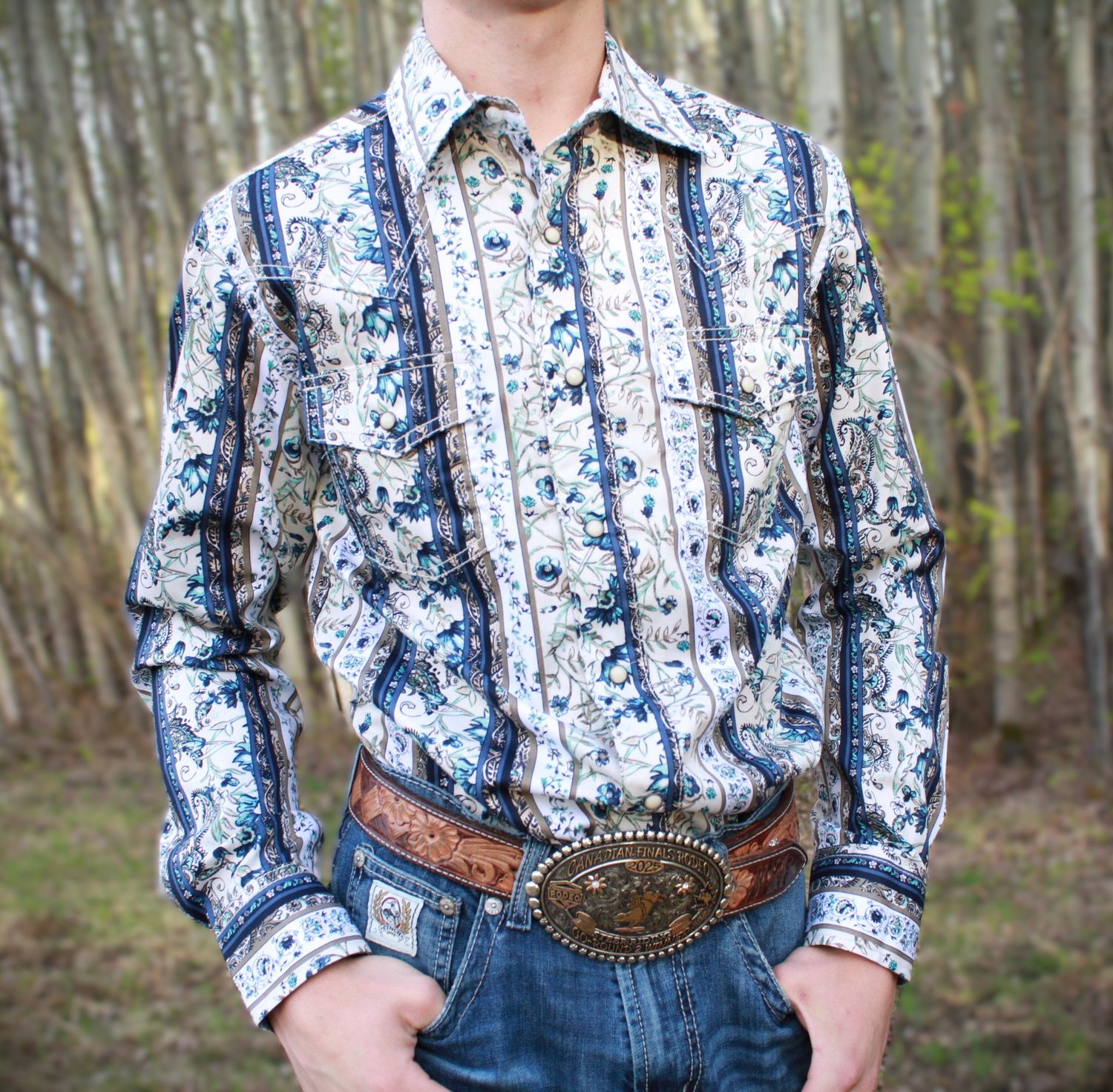 Wrangler Retro® Premium Western Snap Printed Shirt - Striped Paisley