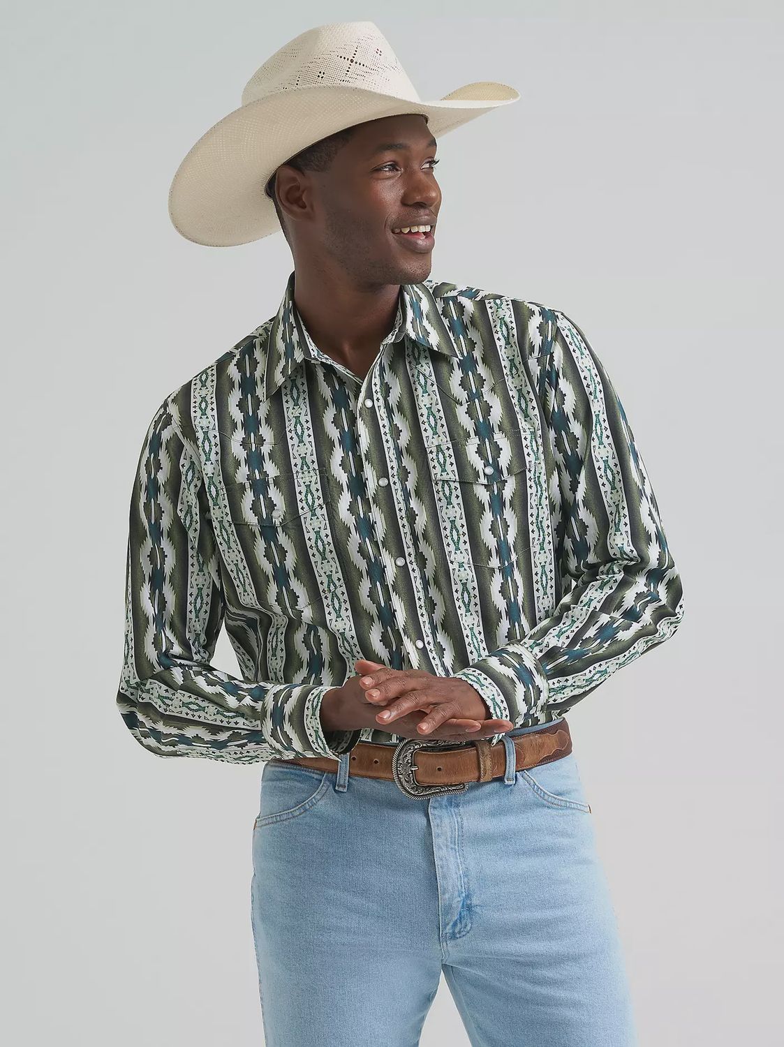 Men's Checotah® Western Snap Printed Shirt - Olivine