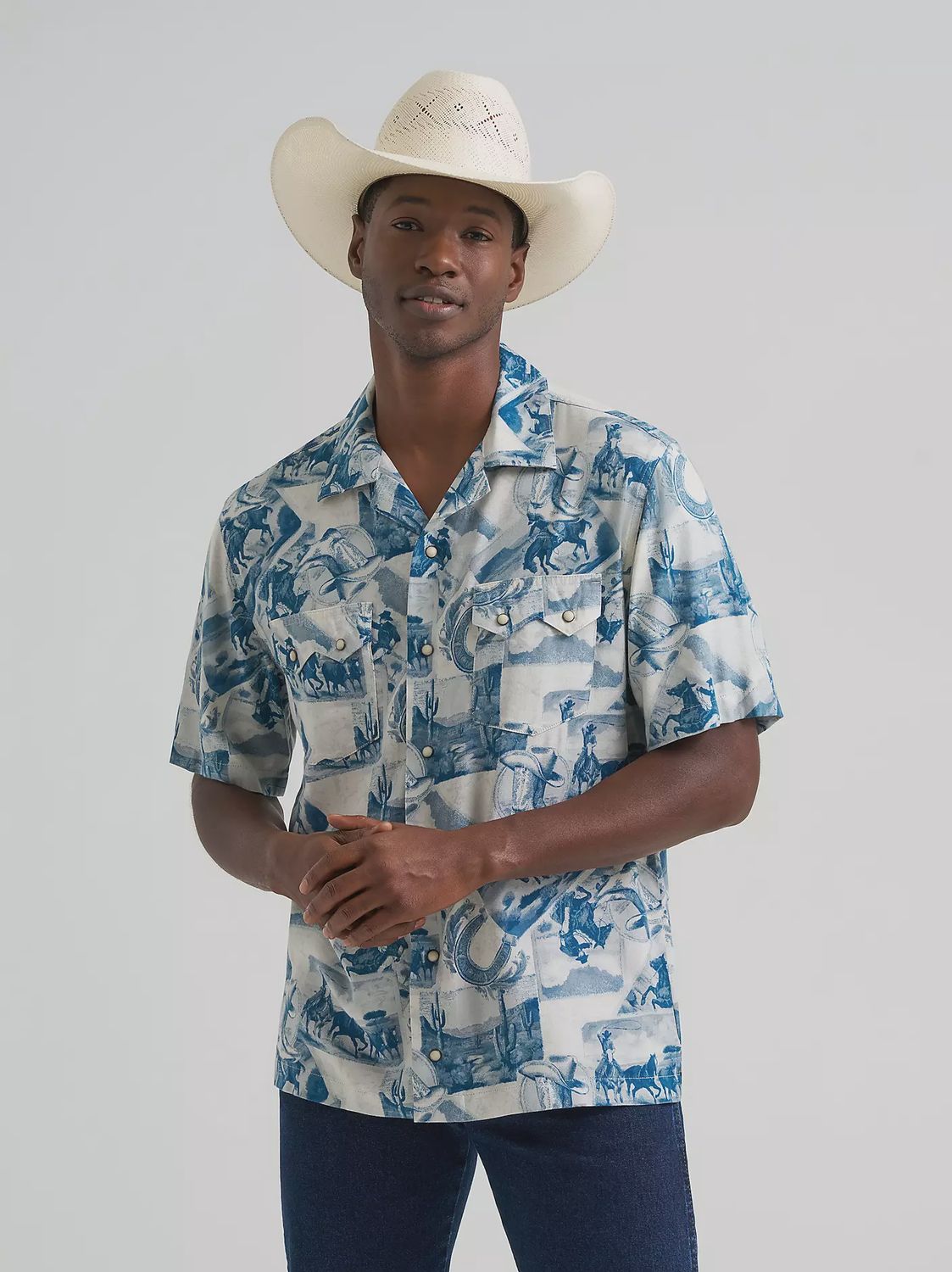 Wrangler® Coconut Cowboy Camp Shirt - Cowboy Toile