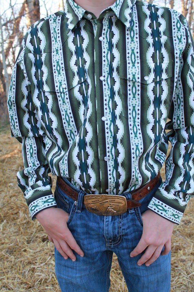 Boy's Checotah Long Sleeve Western Snap Shirt - Olivine