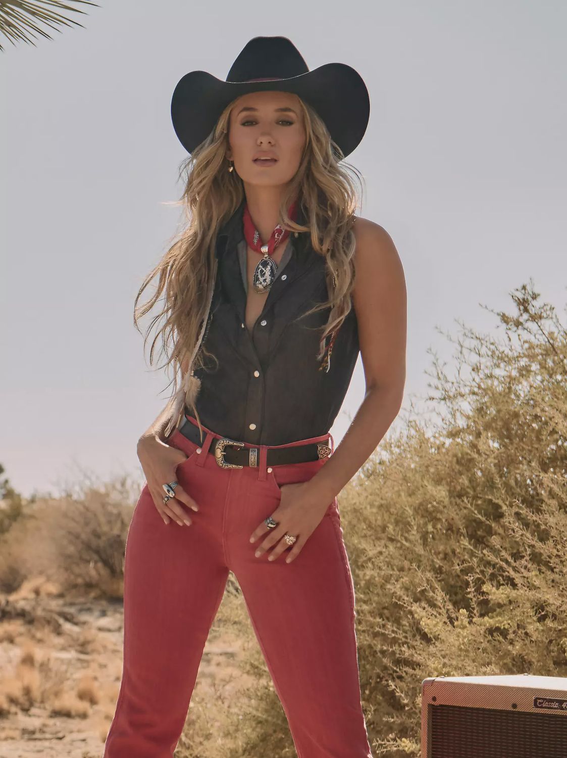 Wrangler Lainey Wilson Deep Black Denim Sleeveless Shirt