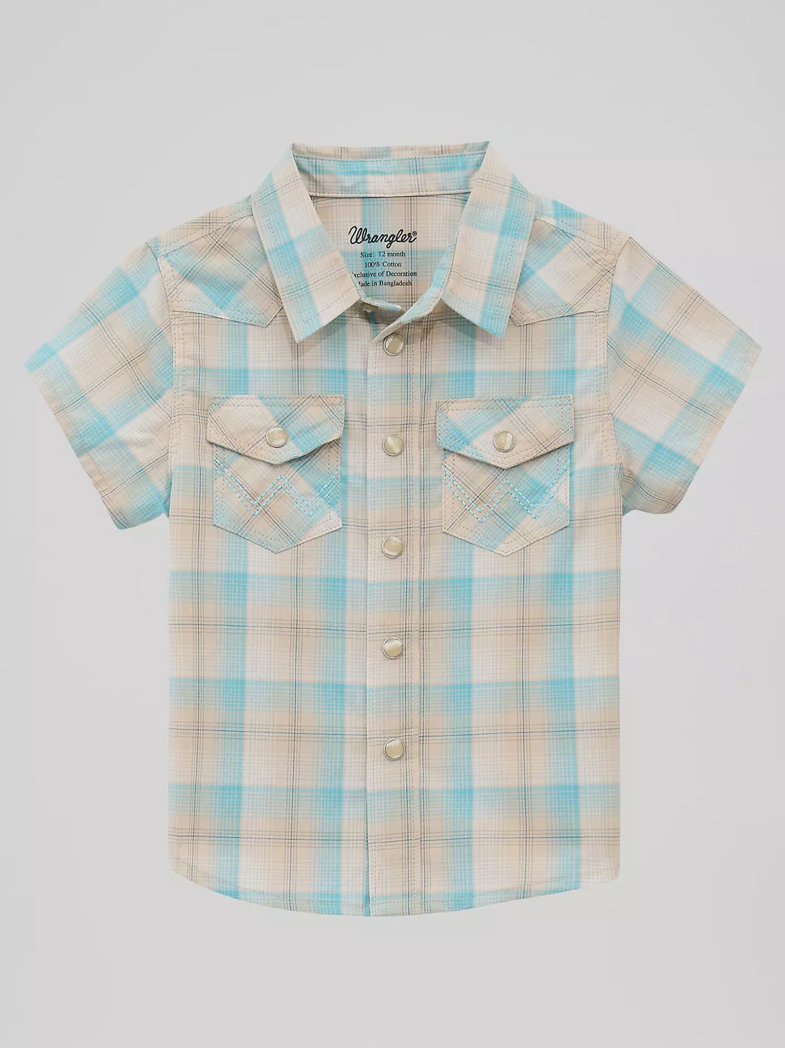 Boy's Wrangler Retro® Short Sleeve Western Snap Shirt - Tan Light