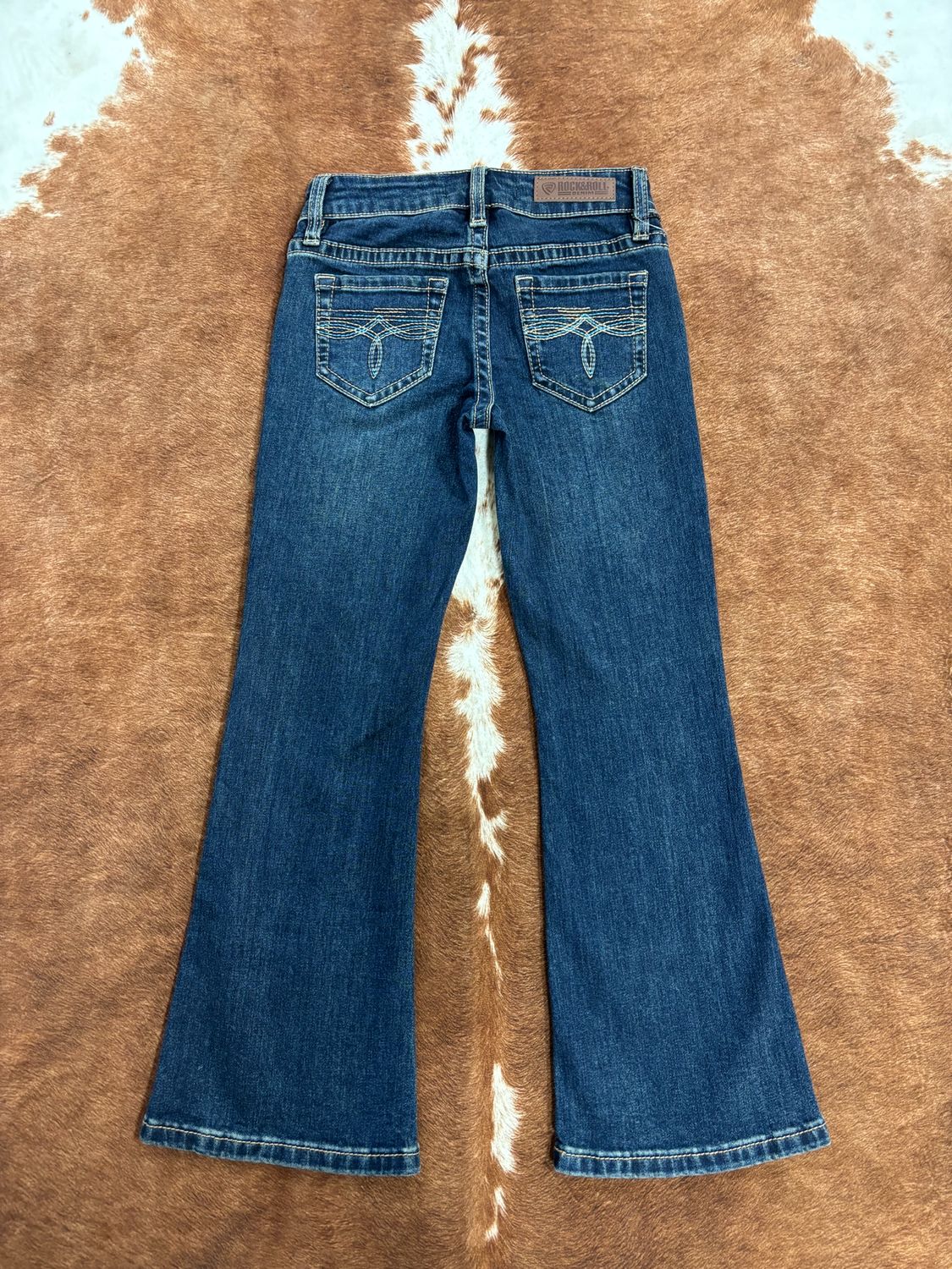 Rock &amp; Roll Girl’s Turquoise Boot stitch Jean