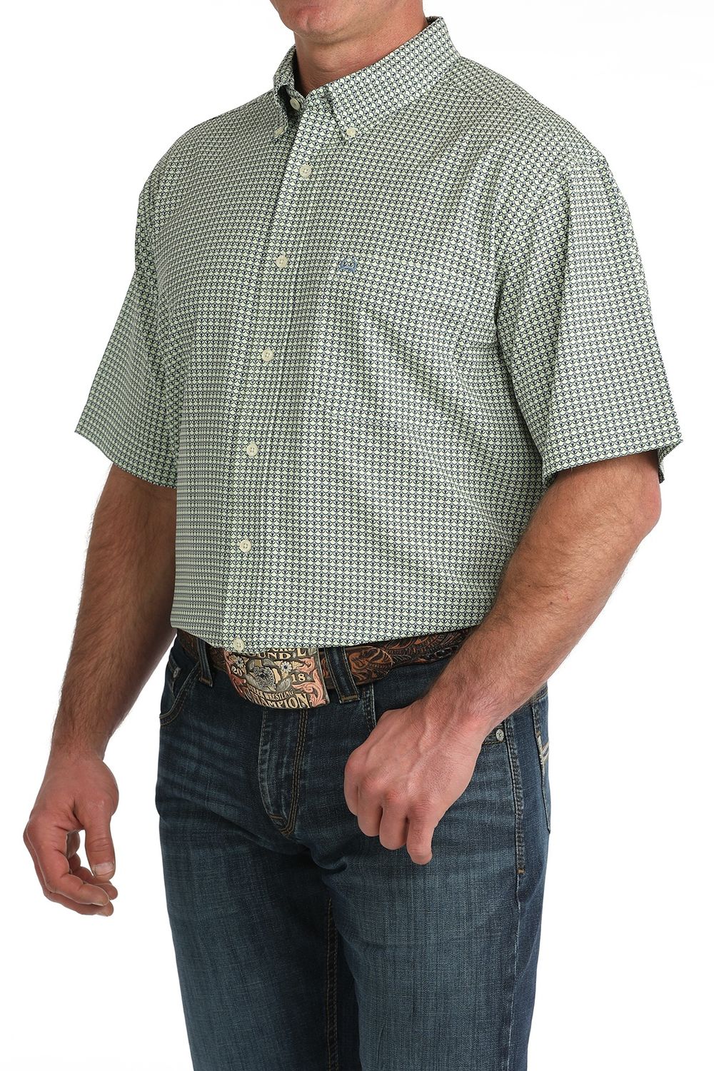 CINCH MENS S/S PRINT ARENAFLEX - GREEN