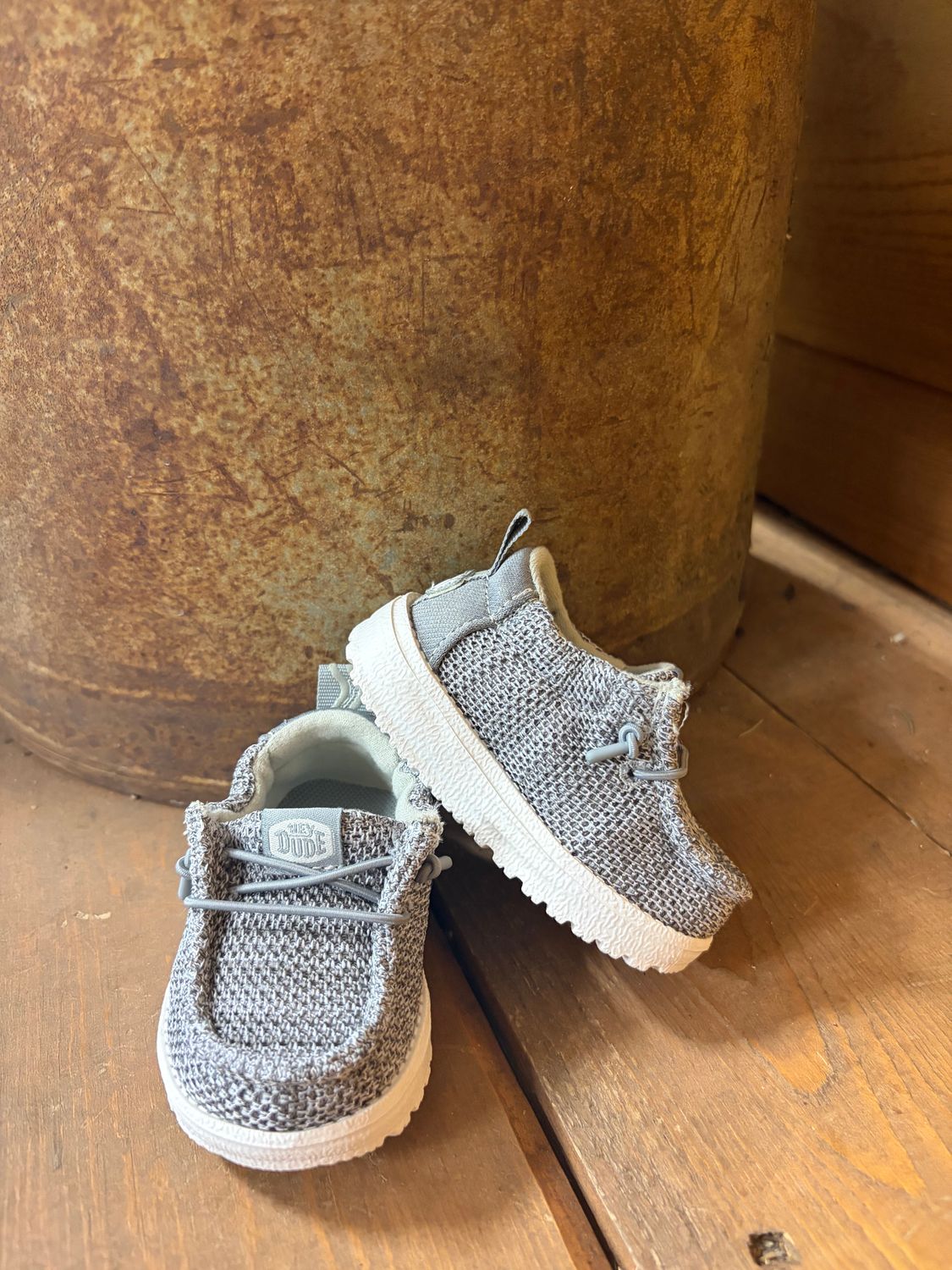 Hey Dude Lil Dude Slip On- Grey/White