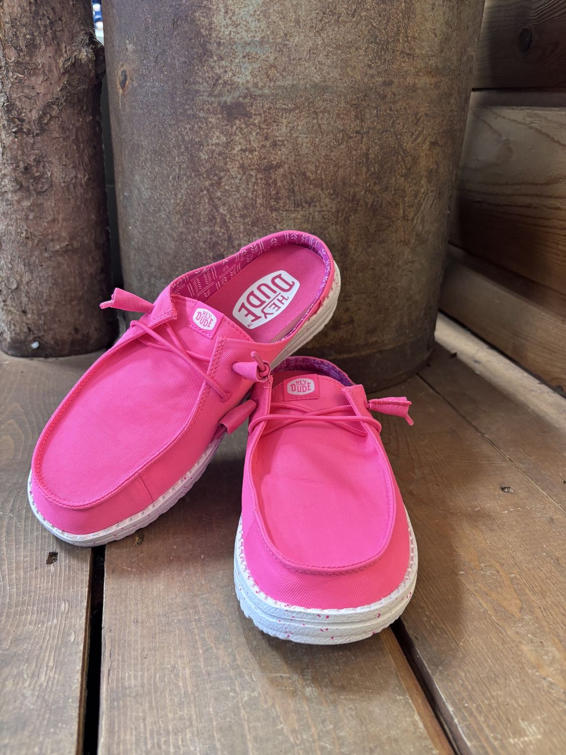 Hey Dude Wendy Slip Stretch Canvas- Neon Pink