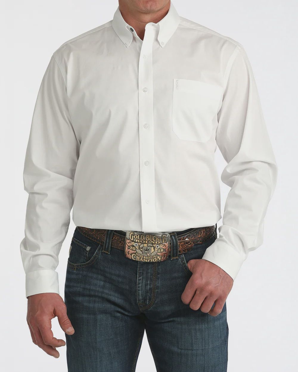 Cinch Men's Modern Fit Button Up Shirt - White