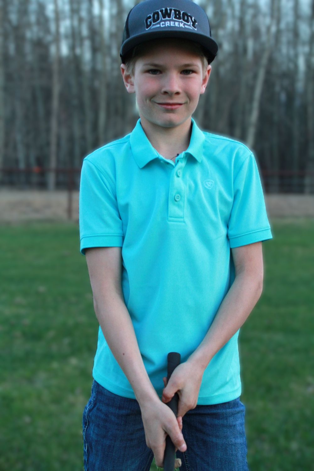 Ariat Youth TEK Polo Shirt- Angel Blue