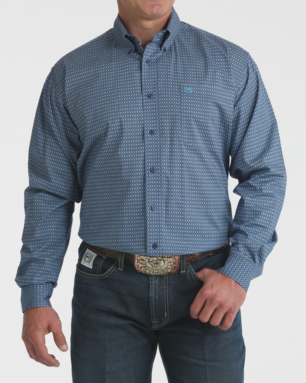 Cinch Men's Classic Fit Western Shirt - Blue Geometric