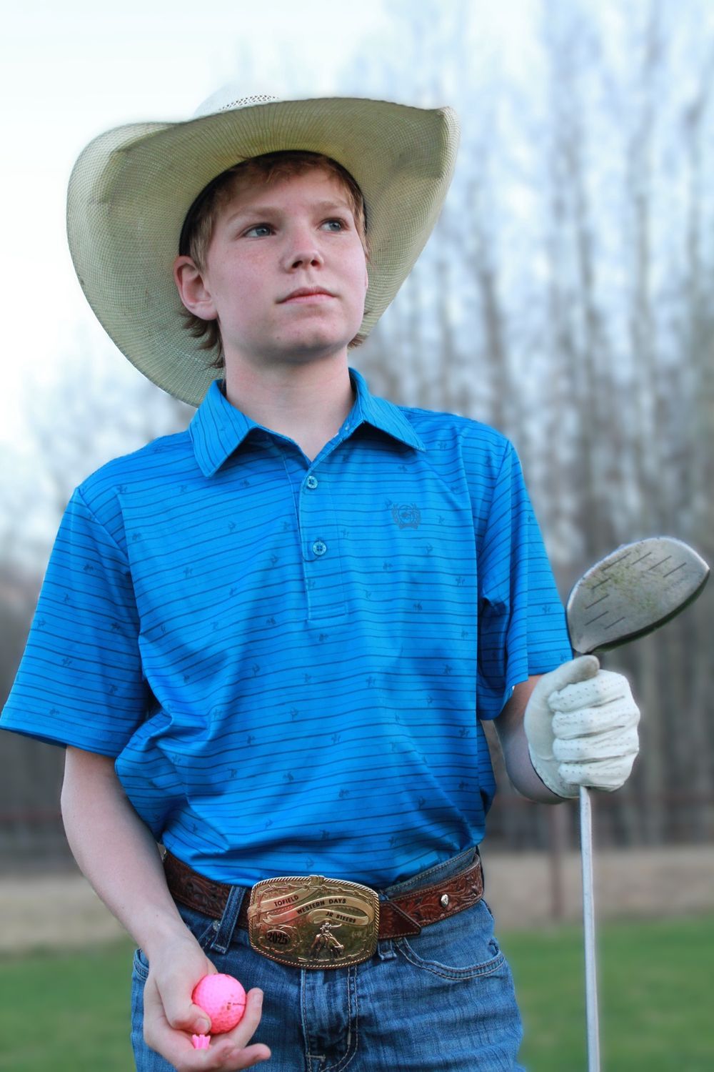 Cinch Boy's Short Sleeve Polo -Blue Stripe