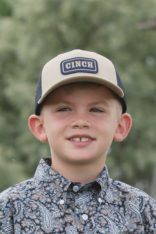 Cinch Boy's Trucker Cap - Beige/Navy