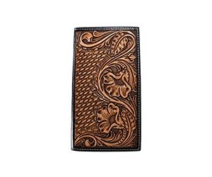 Nocona Rodeo Wallet Basket Weave Floral Embossed Brown