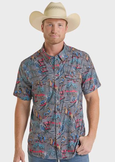 Rock &amp; Roll TEK Western Surfing Cowboy Short Sleeve Shirt