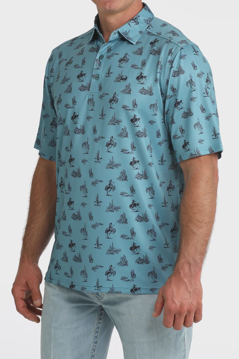 Cinch Men's Arenaflex Short Sleeve Polo - Teal
