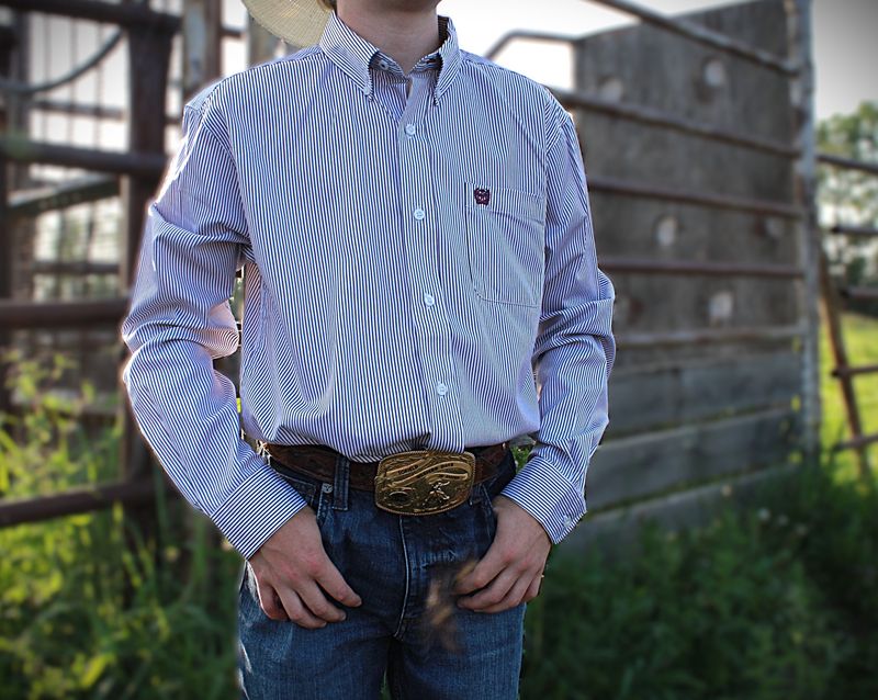Cinch Boy's L/S Button Up - Purple Stripes