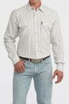 Cinch Men's White Floral Stripe Modern Fit Shirt