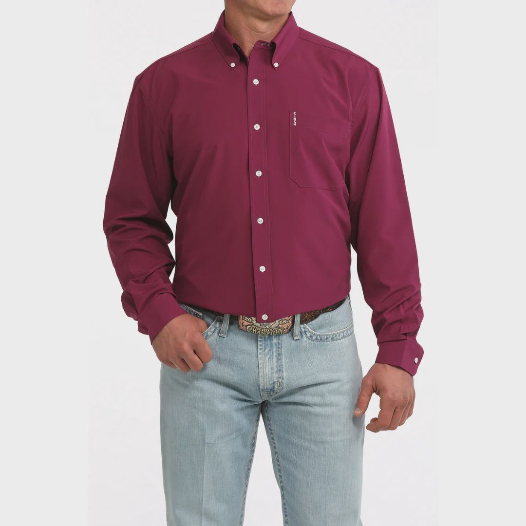 Cinch Men's Purple ArenaFlex Modern Fit Long Sleeve Shirt