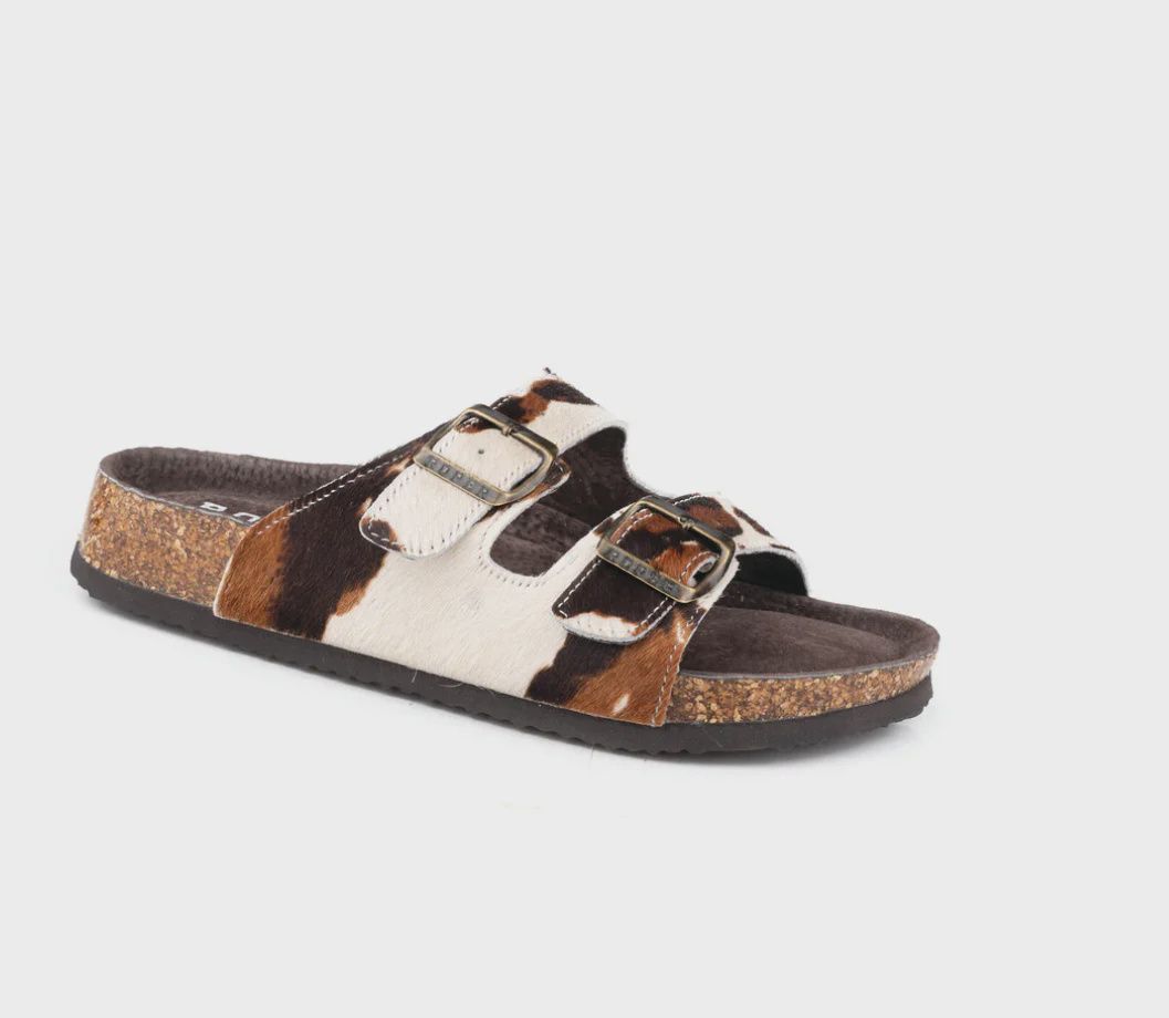 Roper Women’s Cowhide Sandals - Brown &amp; White
