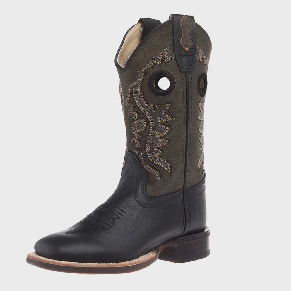 Old West Youth Square Toe Boot - Black/Charcoal