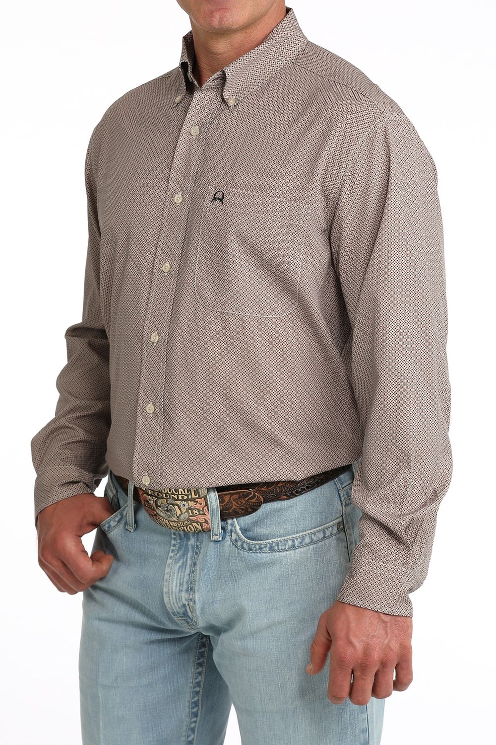 Cinch MENS L/S PRINT ARENAFLEX- BRN