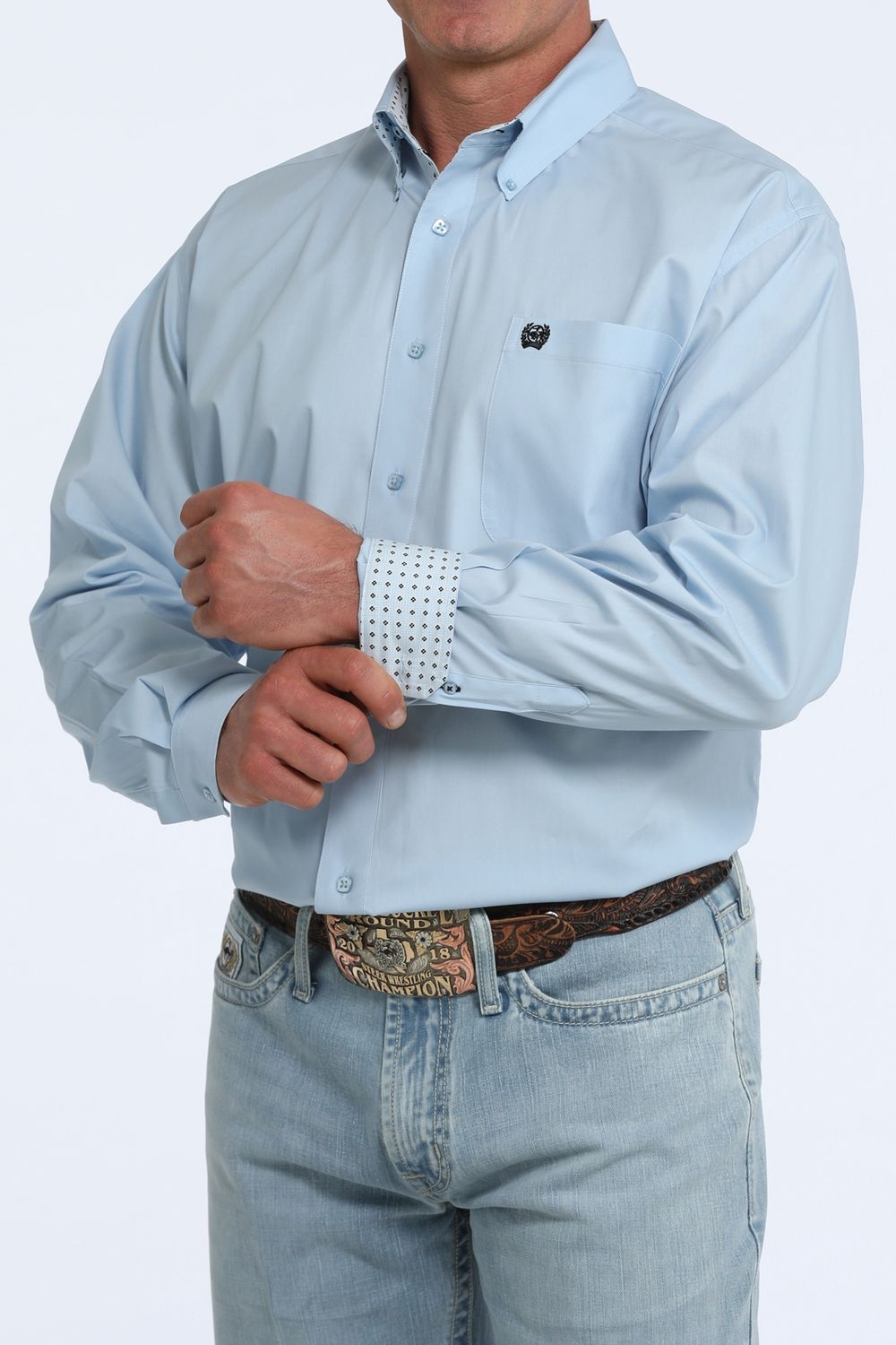 CINCH MENS CLASSIC FIT  L/S SOLID - Light Blue