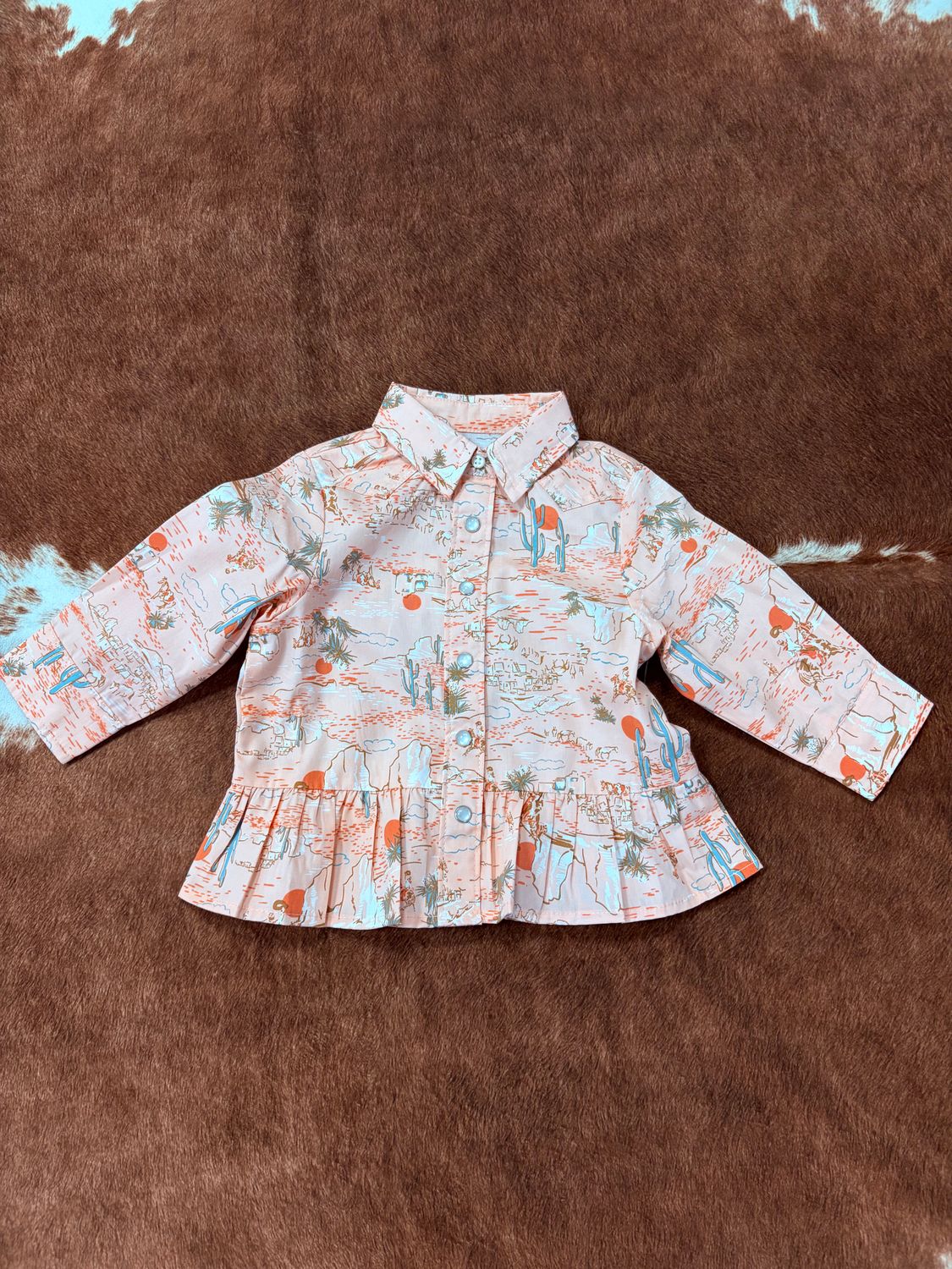 Wrangler Little Girl's Ruffle Hem Snap Shirt