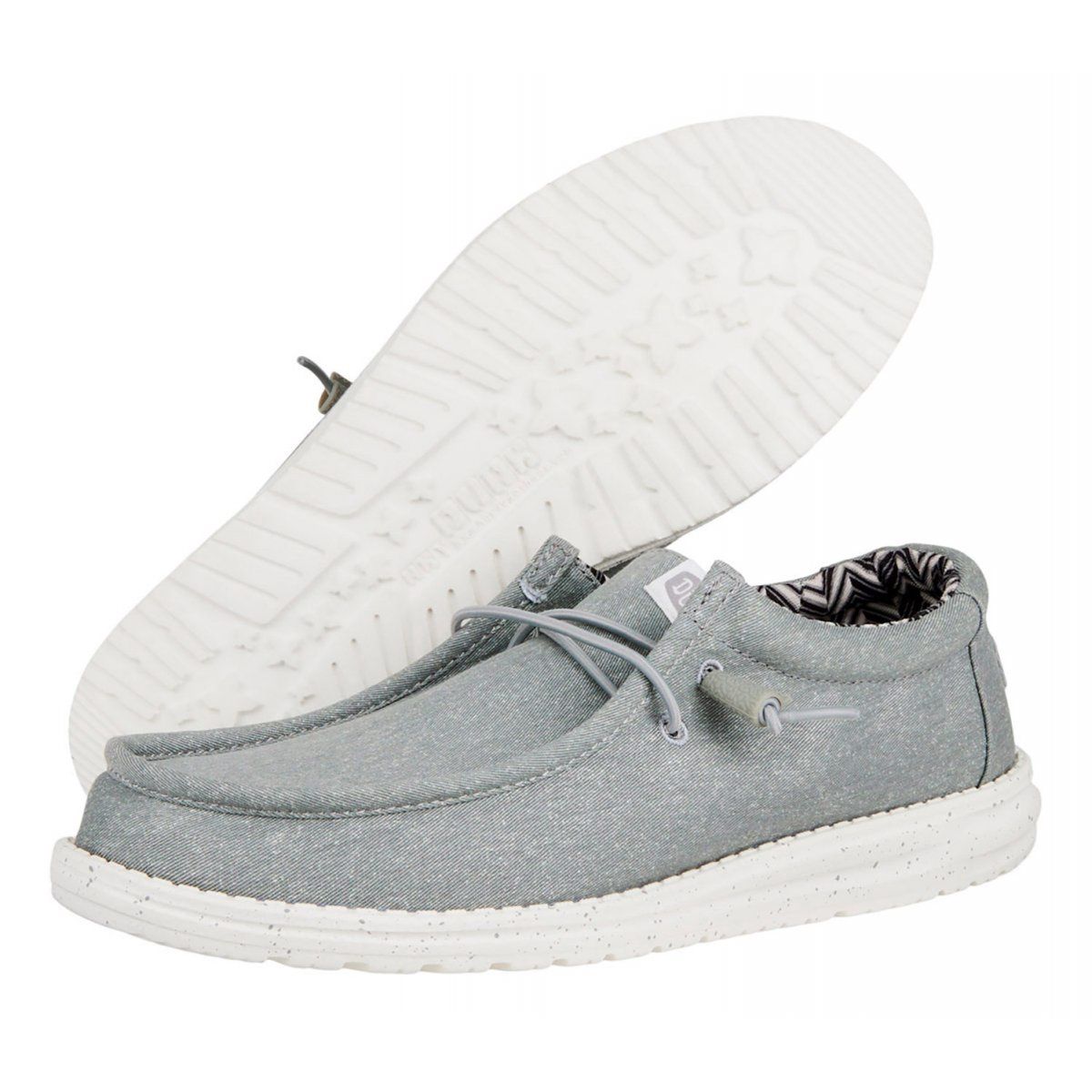 Hey Dude Wally Stretch Canvas - Flannel Grey &amp; Bone White