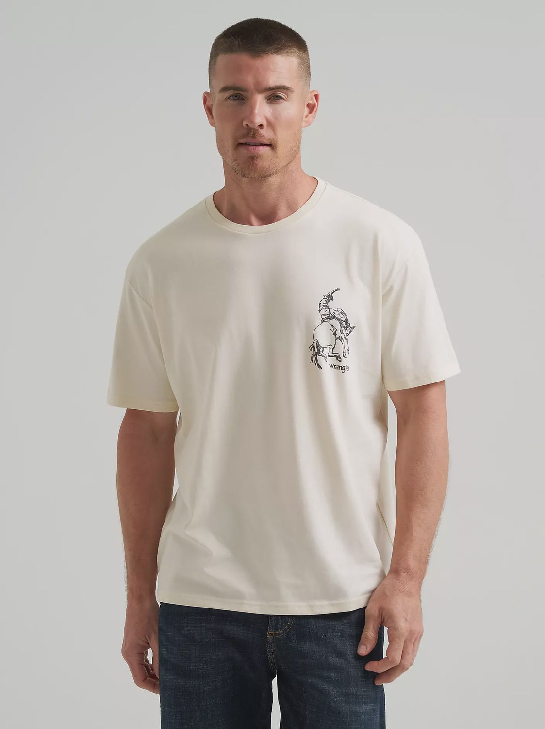 Wrangler Men's Vintage Soaring Cowboy T-Shirt - Antique White