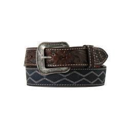 3D Roughout Navy Blue Boot Stitch Belt