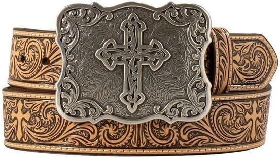 Nocona Western Belt Womens Embossed Scrolling Cross