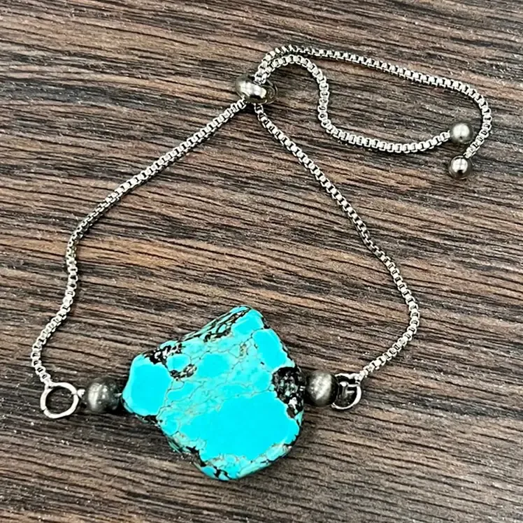 Turquoise Slab Adjustable Bracelet