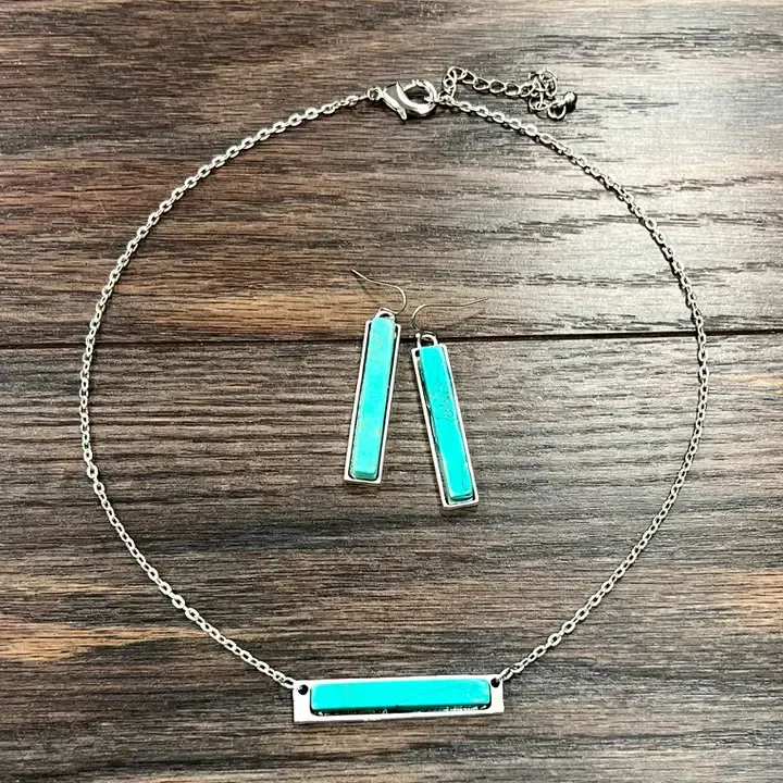 Turquoise Bar Necklace &amp; Earrings Set