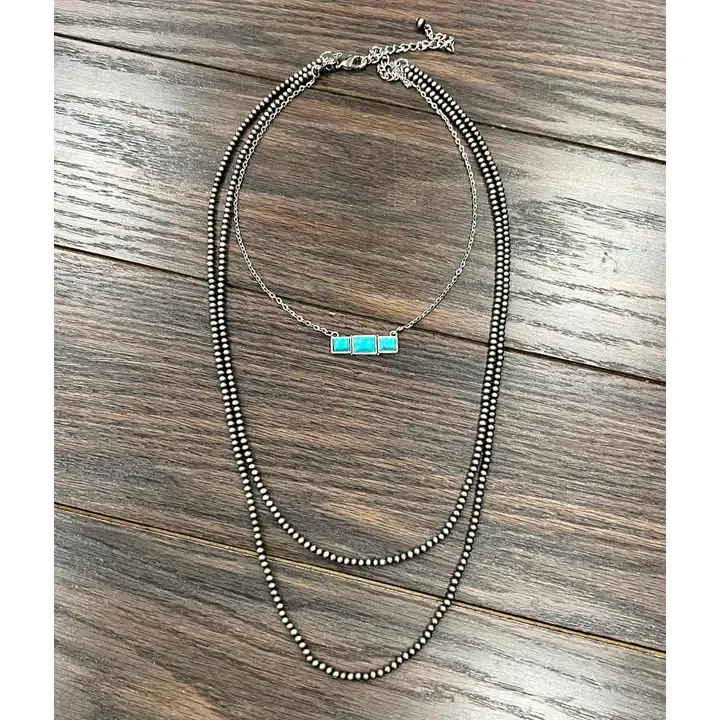 Layered Navajo Turquoise Bar Necklace